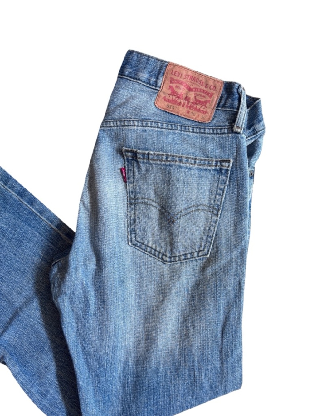 Levi’s 514 Straight Leg Jeans Medium Wash Distressed Faded Denim 29x30